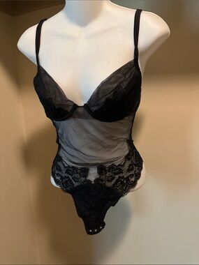 Marvel Black Sheer Lace Bodysuit size 2/ 34